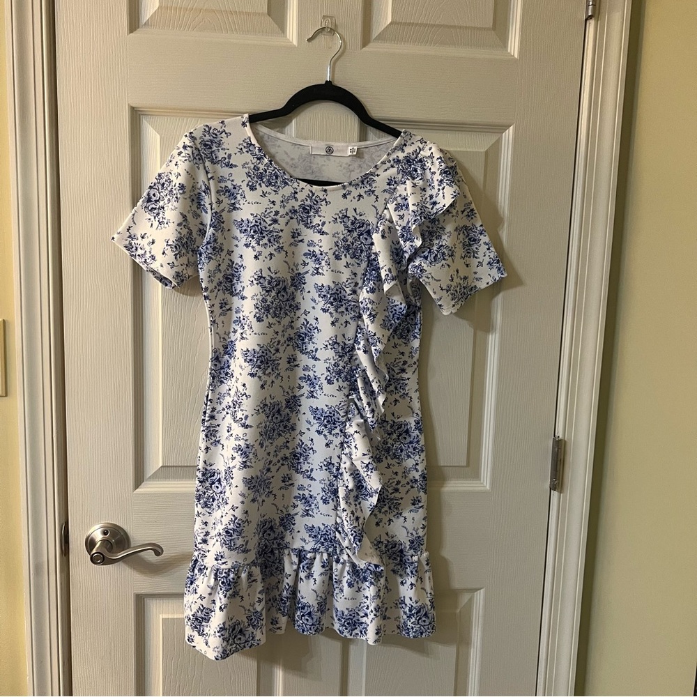 Blue Midi Sundress with Flutter Sleeves